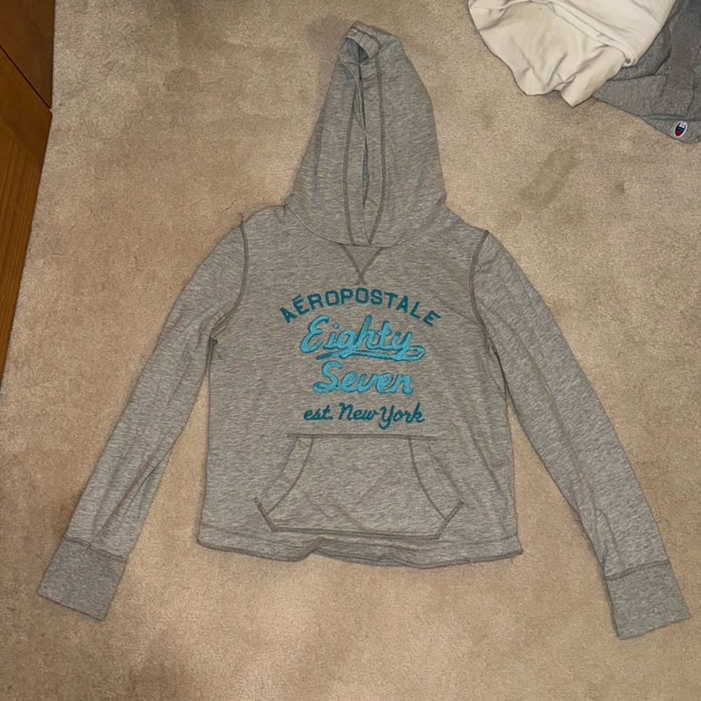 Large Aeropostale grey “Aeropostale eighty seven est New York” hoodie